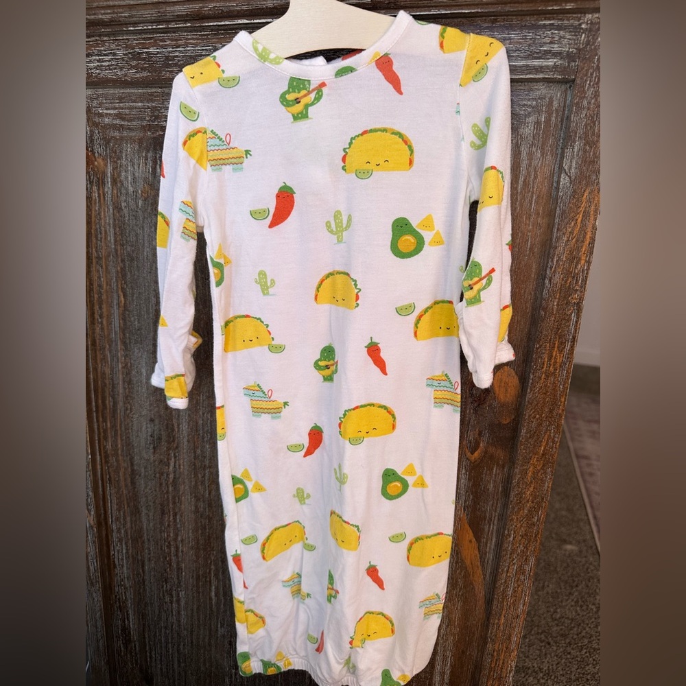 Angel Dear White and Yellow Taco Print Kids Nightgown